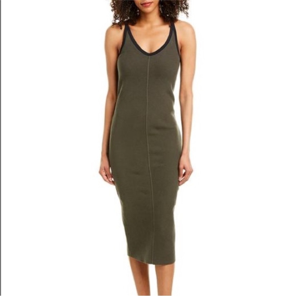 James Perse Los Angeles Chevron Rib Cami Tank Dress Green / Gray size 3, Large